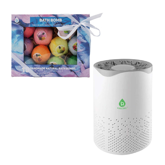 Pursonic Clean Air & Relaxation Bundle – Includes USB Powered True HEPA Air Purifier + 10 Handmade Organic Bath Bombs-0