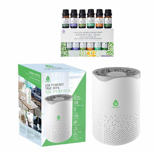 Pursonic Air Purifier with 6-Pack Premium Essential Oils Collection-0